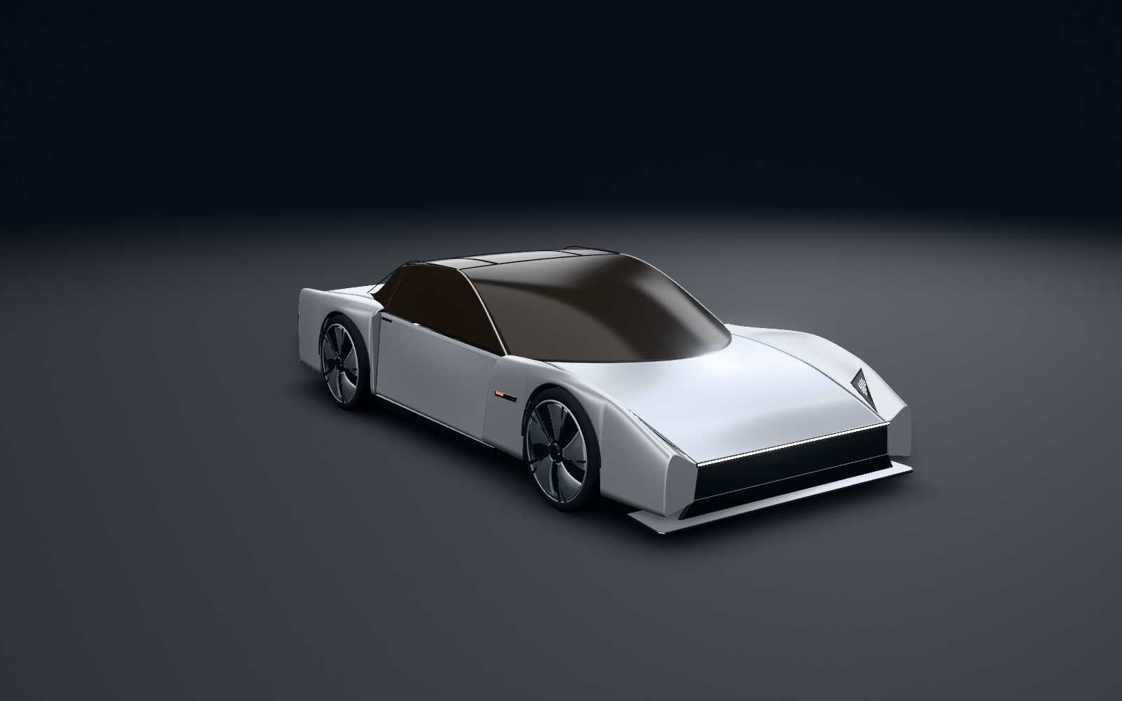 Silver Roadster reconstruction on a dark studio set